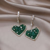 French Design Jewelry  Handmade Green Crystal Pendant Earrings Elegant Women Wedding Party Accessories