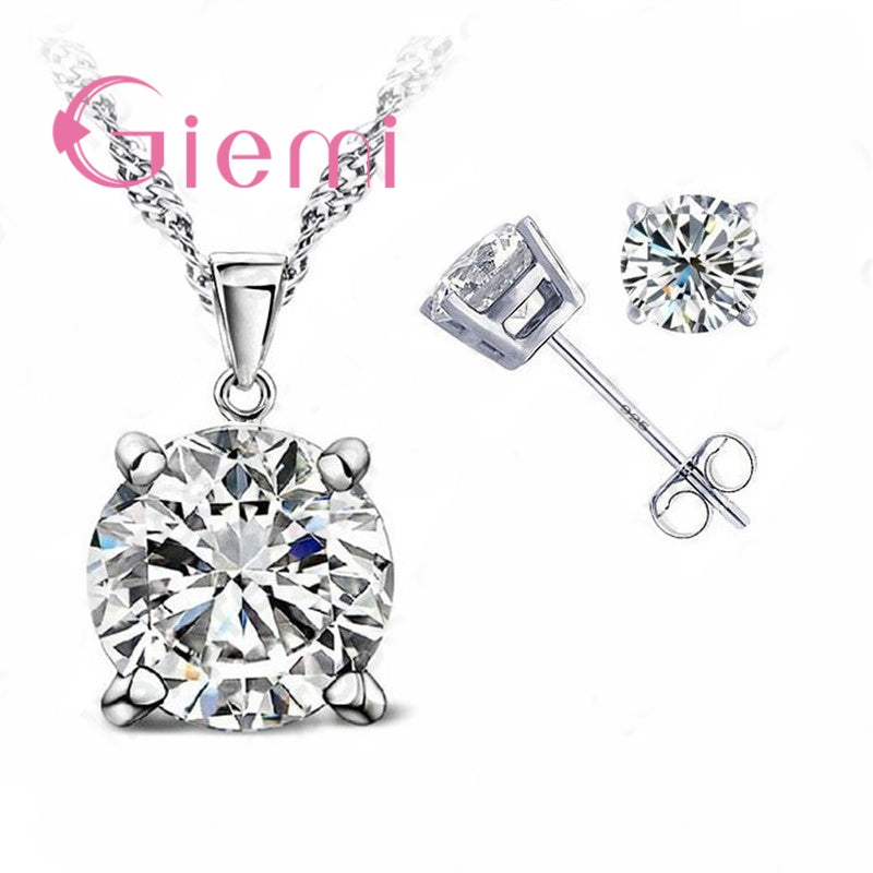 Pure 925 Sterling Silver Women Accessories Wholesale High Quality Jewelry Cubic Zirconia CZ 4 Claws Stud Earrings 8 Colors