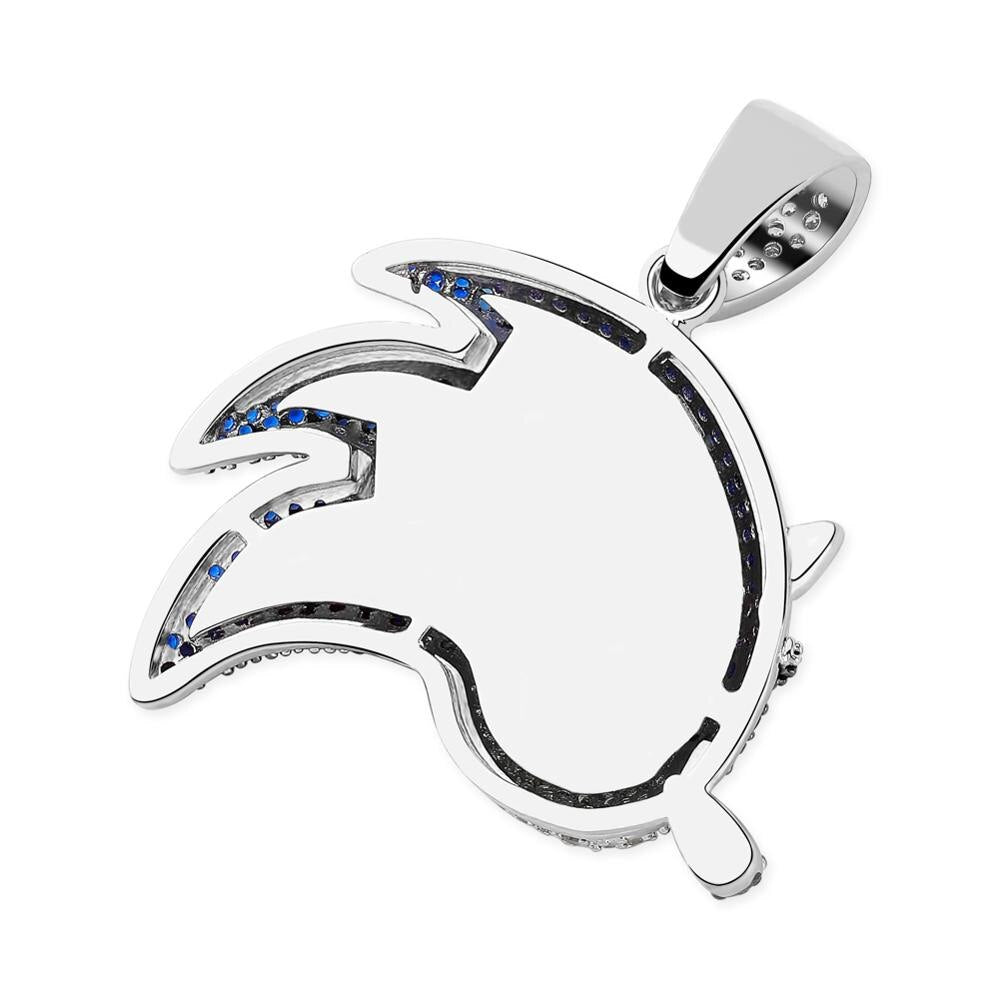 GUCY Dolphin Pendant Iced Out Necklace Chain Bling Cubic Zircon Personality Hip Hop Rock Jewelry