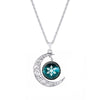 Genshin Impact Eye of God Necklace Anime Game 7 Elements Glass Cabochon Moon Shape Pendant Necklaces