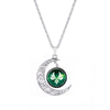 Genshin Impact Eye of God Necklace Anime Game 7 Elements Glass Cabochon Moon Shape Pendant Necklaces