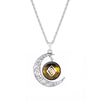 Genshin Impact Eye of God Necklace Anime Game 7 Elements Glass Cabochon Moon Shape Pendant Necklaces