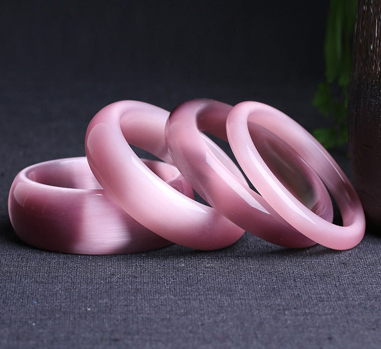 Genuine Bright Purple Pink Natural Cat Eye Stone Bangle Bracelet ,Fine Opal Bangle Jewelry Lucky Gift For Woman Can Drop Ship