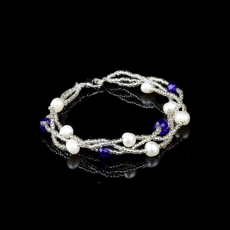 Genuine Jewelry near the round strong light purple color white natural pearl bracelet to send her mother genuine