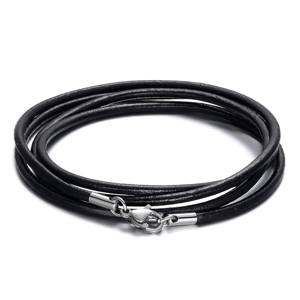 Genuine Leather Necklace Chain For Women Men Stainless Steel Clasp For DIY Necklaces Cords  Jewelry Accessories Gift 2021