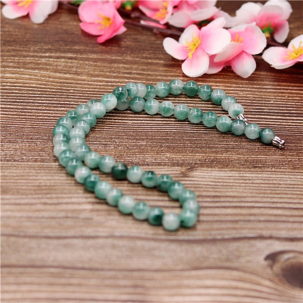 Genuine Natural Green 8mm Jade Beads Necklace Jadeite Jewelry Charm Accessories Lucky Amulet Gifts for Women Her Men