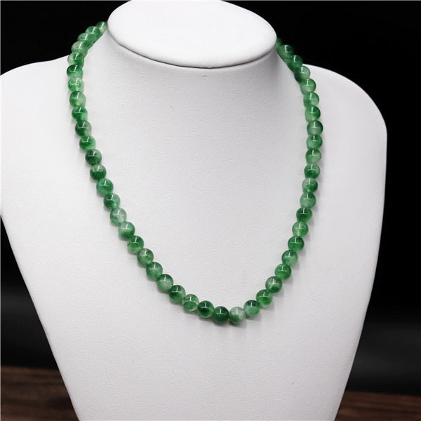 Genuine Natural Green 8mm Jade Beads Necklace Jadeite Jewelry Charm Accessories Lucky Amulet Gifts for Women Her Men