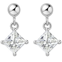 Genuine Princess Cut Lab Miamond Moissanite Stud Earrings Charles Colvard 1CT VVS DEF Pure 18K 750 White Gold Jewelry For Women