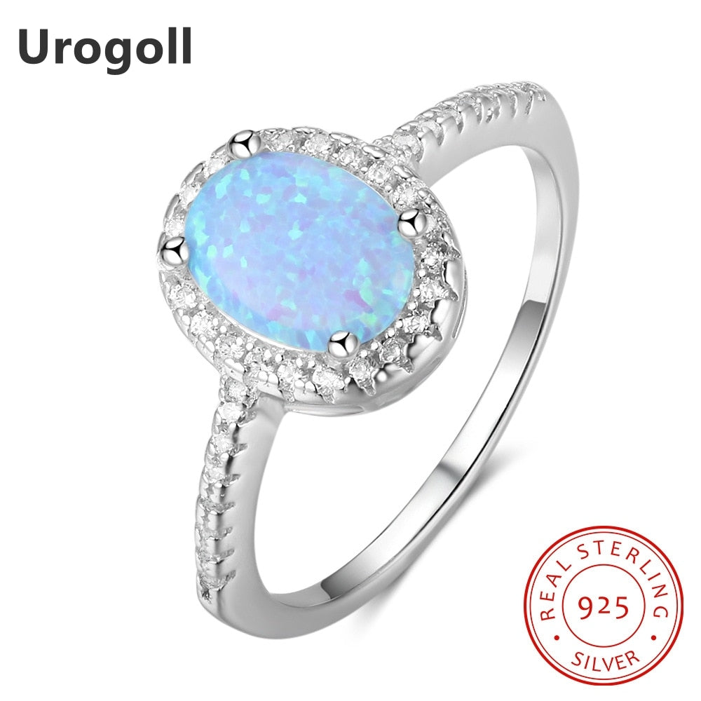 Genuine Silver 925 Jewelry Rings For Women Engagement Wedding Ring AAA Zirconia & Opal Ring Jewelry Gifts