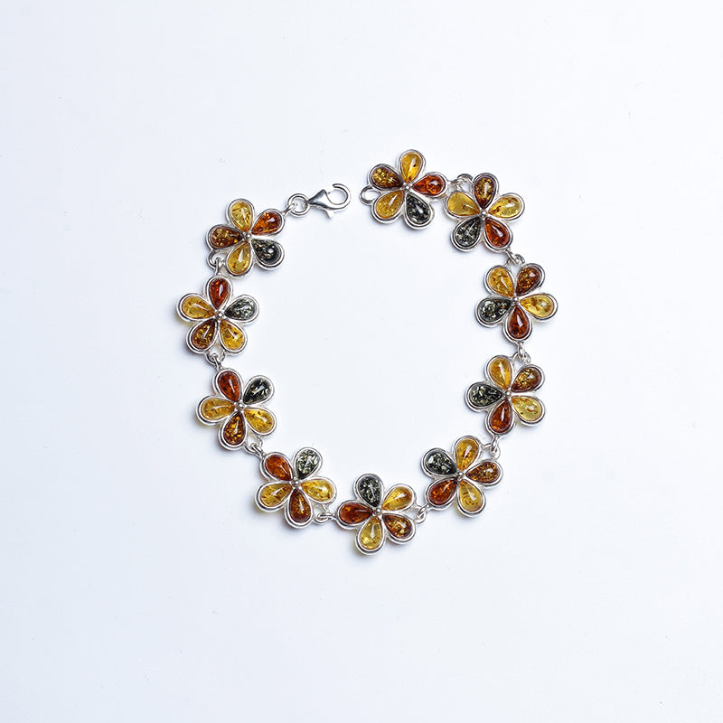 Genuine Sterling silver natural ore Baltic amber beeswax Bracelets Shipping antique jewelry Europe and the United States back