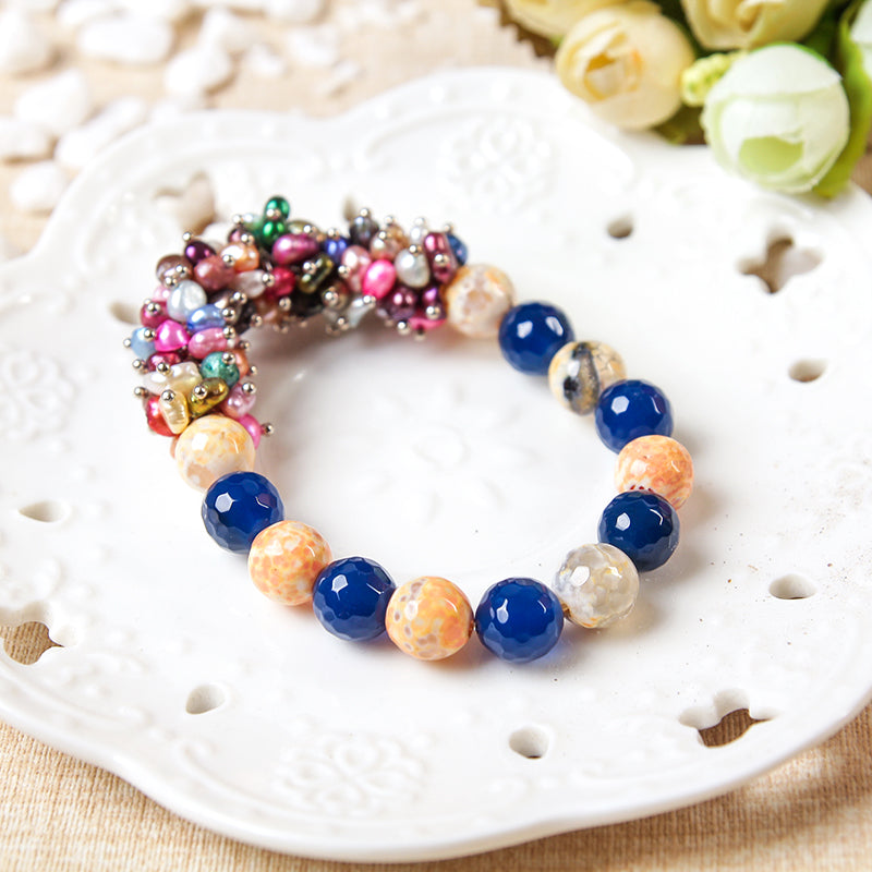 Genuine natural Clearance Simple Near Circle Glare Micro Pure Pure Water Pearl Elastic Bracelet Female Customizable