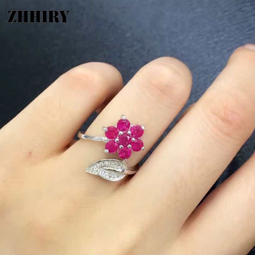 Genuine natural ruby ring authentic 925 sterling silver gem stones Woman Madam Jewelry rings