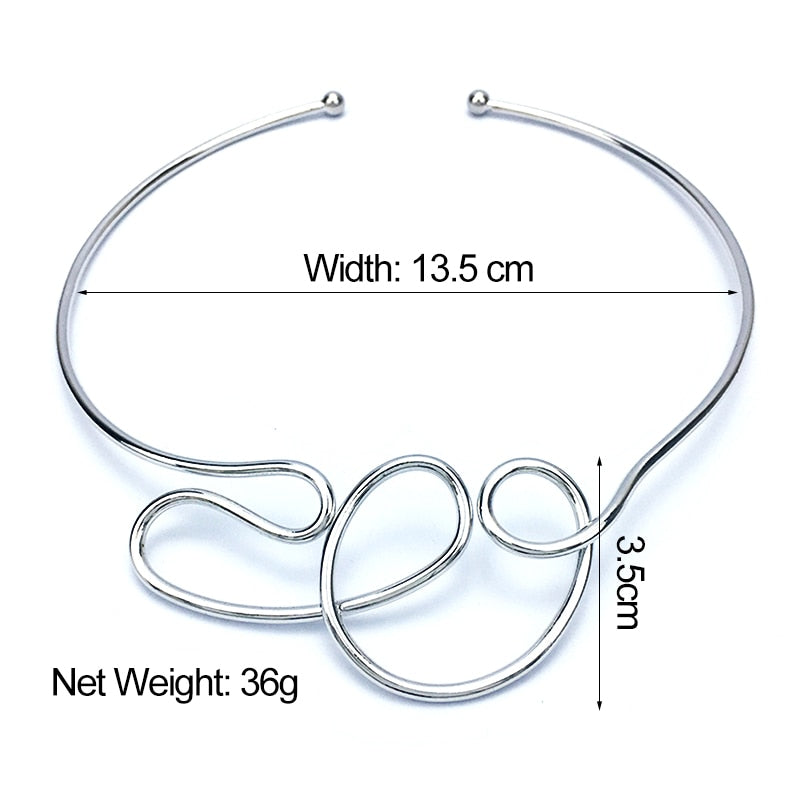 Geometric Alloy Chokers Necklaces For Women Punk Fashion Jewelry Design Statement Bib Collar Necklace