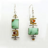 Geometric Asymmetric Green Stone Inlaid Pendant Earrings For Women Trendy Bohemian Crystal Inlaid Eardrop Party Accessories
