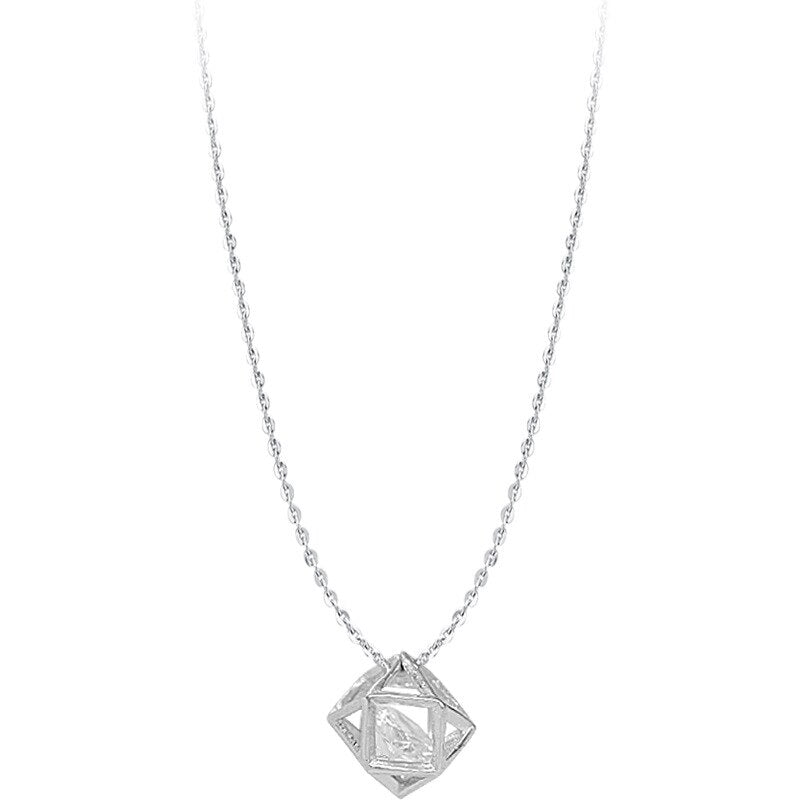 Geometric Beauty Necklace S925 Sterling Silver Simple Flash Diamond Faceted Ball Clavicle Necklace Oжерелье