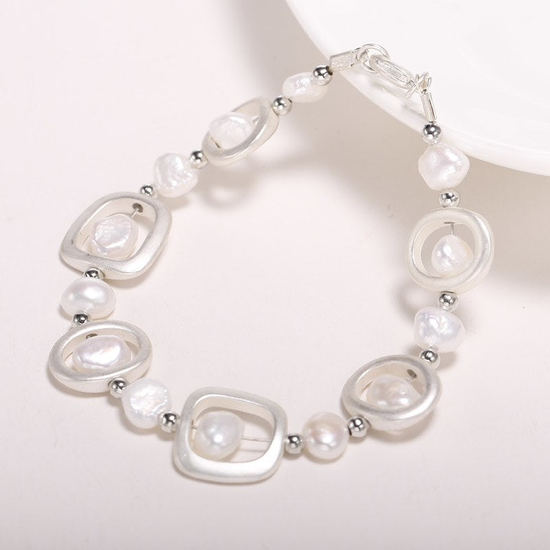 Geometric Bracelet 7-8 mm Pearl Bracelet, Leisure Bracelet for Party