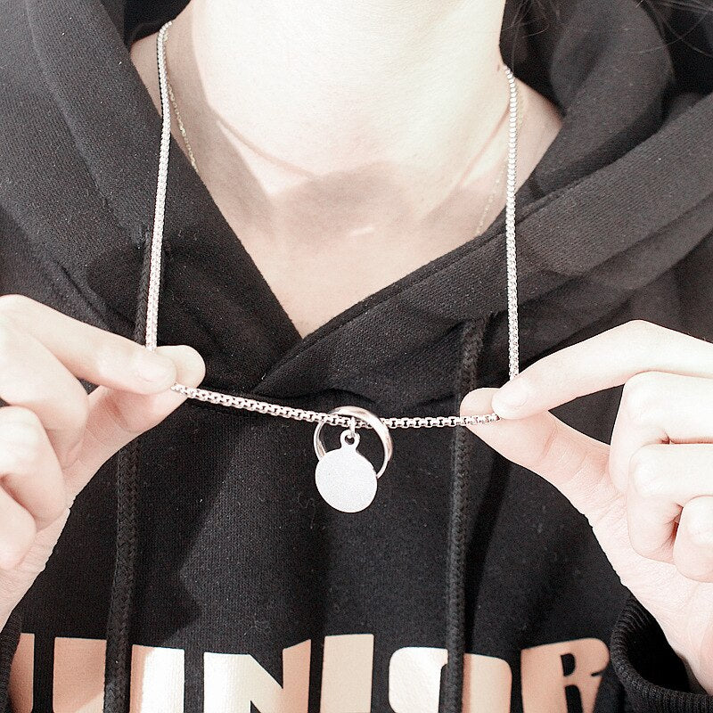 Geometric Circle Dual-Purpose Titanium Steel Necklace 2021Temperament Men and Women Hip-hop Punk Style Pendant Does