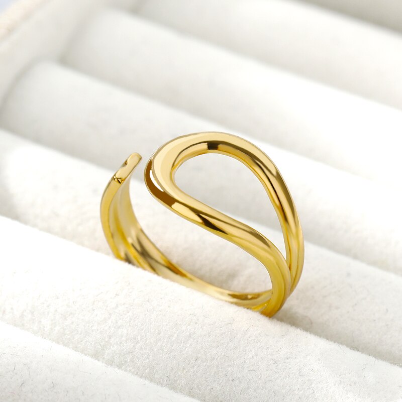 Geometric Cross Twist Rings For Women Stainless Steel Gold Color Open Female Ring 2023 Trend Party Jewelry anillos mujer