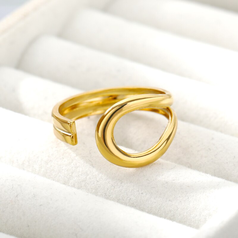 Geometric Cross Twist Rings For Women Stainless Steel Gold Color Open Female Ring 2023 Trend Party Jewelry anillos mujer