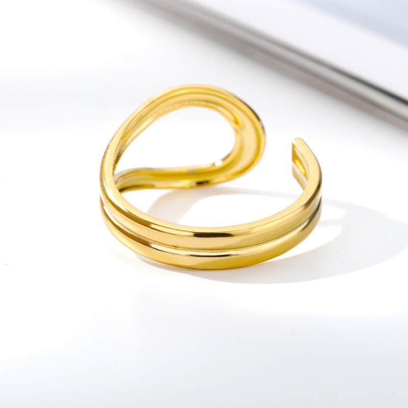 Geometric Cross Twist Rings For Women Stainless Steel Gold Color Open Female Ring 2023 Trend Party Jewelry anillos mujer
