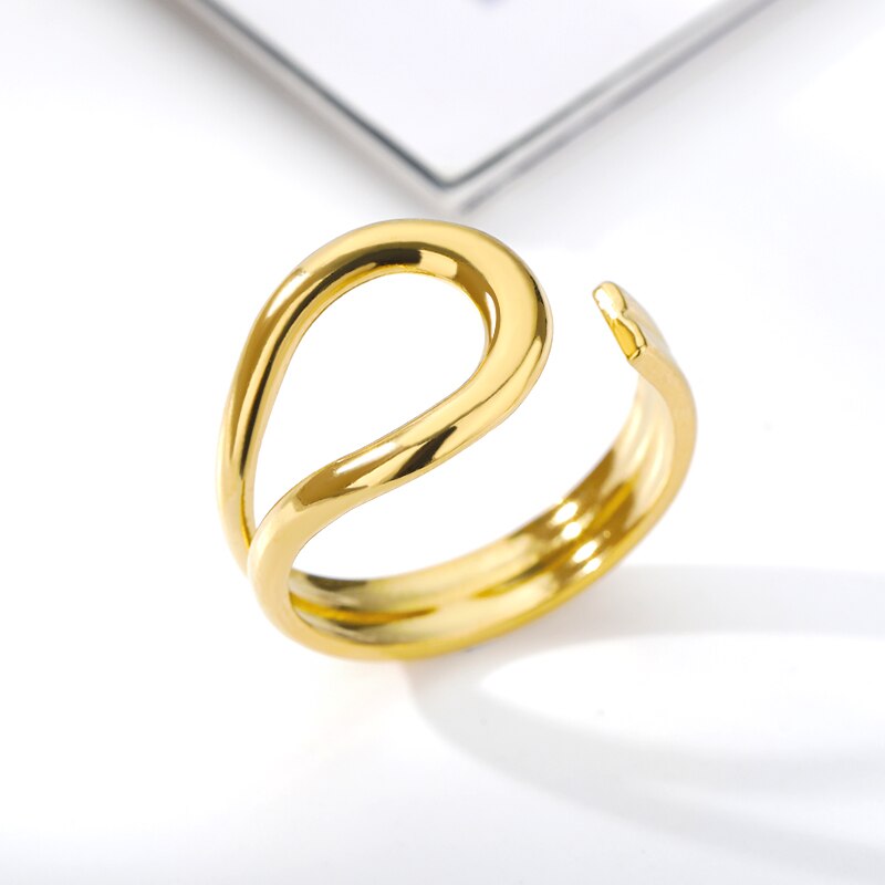 Geometric Cross Twist Rings For Women Stainless Steel Gold Color Open Female Ring 2023 Trend Party Jewelry anillos mujer