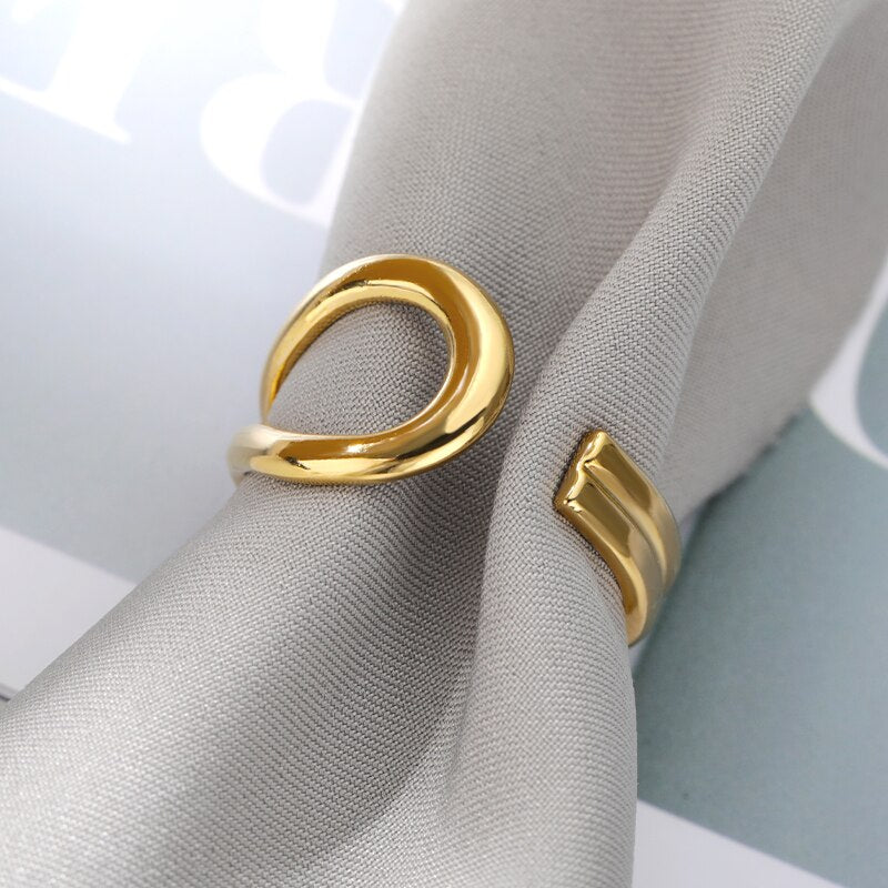 Geometric Cross Twist Rings For Women Stainless Steel Gold Color Open Female Ring 2023 Trend Party Jewelry anillos mujer