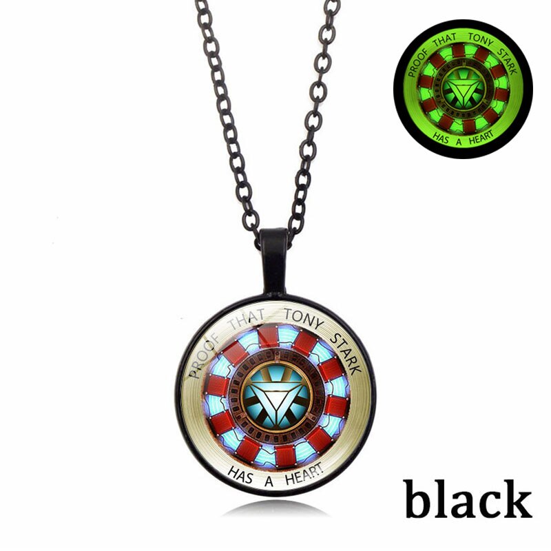 Glow In The Dark Necklace Jewelry Proof That Tony Stark Has A Heart Glass Dome Pendant Chain Necklace Men Women birthday gift