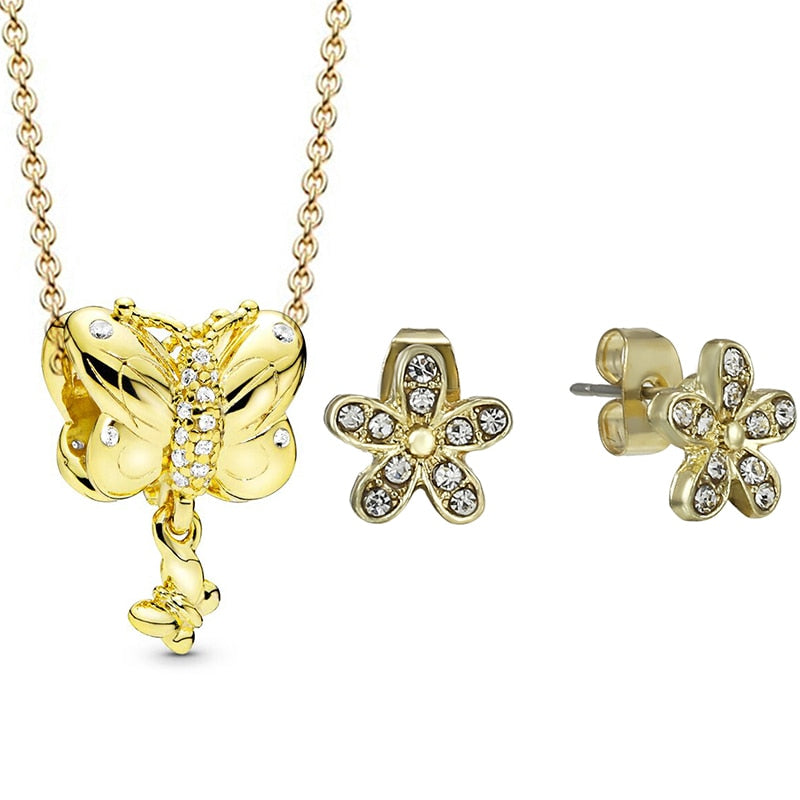 Gold Color Crystal Jewelry Sets NE+EA 20 Styles Fine Earrings Necklace Jewelry Set For Women Wedding Jewelry Dropshippig