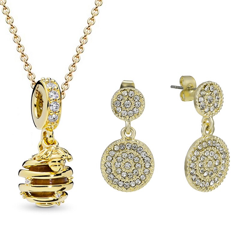 Gold Color Crystal Jewelry Sets NE+EA 20 Styles Fine Earrings Necklace Jewelry Set For Women Wedding Jewelry Dropshippig