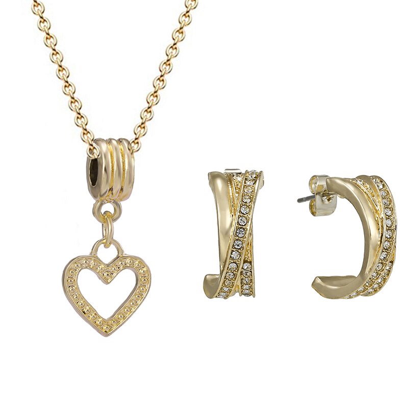 Gold Color Crystal Jewelry Sets NE+EA 20 Styles Fine Earrings Necklace Jewelry Set For Women Wedding Jewelry Dropshippig