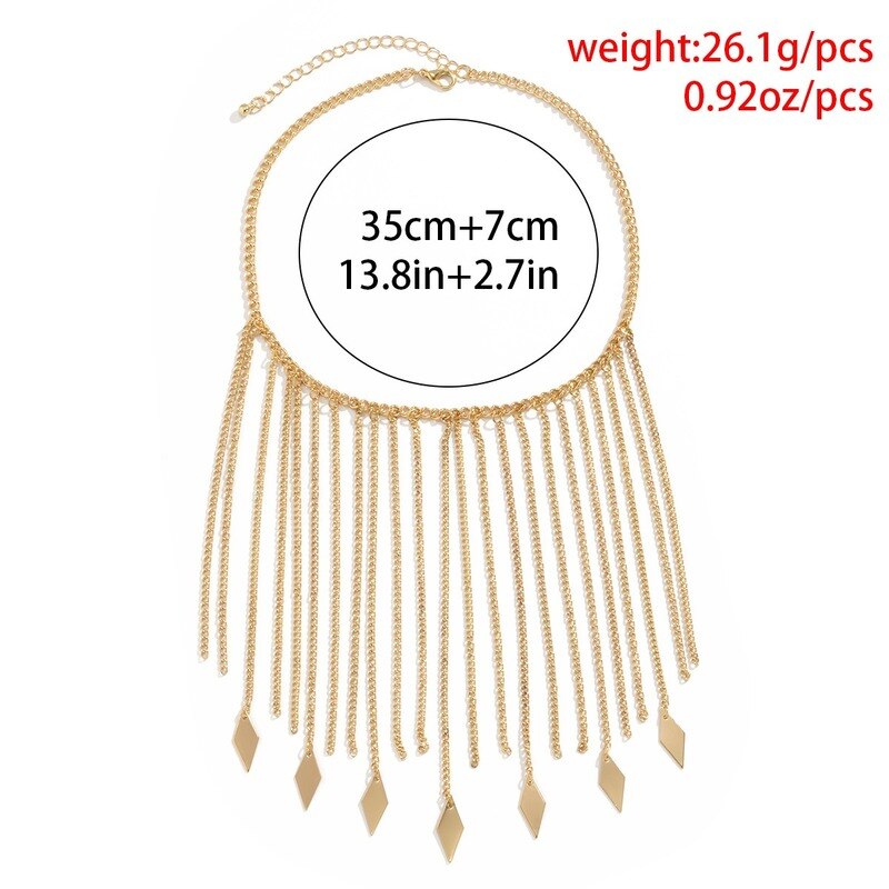 Gold Color Short Necklace for Women Sequin Tassel Necklaces Ladies Metal Chain Choker Necklace Jewelry Girl Wedding Collares