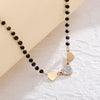 Gold Plate Cubic Zirconia Black Beads Crystal  Heart Adjusta Necklace Gift For Woman Trendy Wedding Party Female Jewelry New
