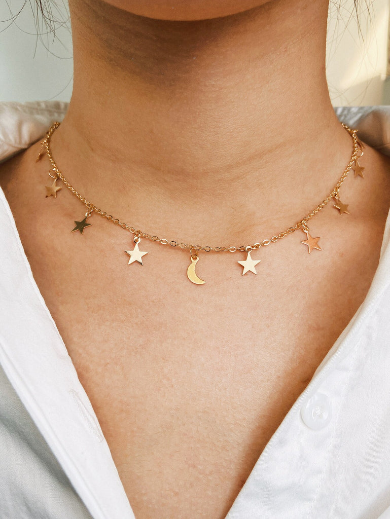 Gold Star Choker Necklace Outer Banks Sarah Cameron Necklace Chain Dainty Necklace Summer Beach Streetwear Jewelry Birthday Gift