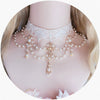 Gorgeous Vintage Rococo Style Wedding Lolita Princess Multilayer Pearl Lace Gem Necklace Collarbone Chain Necklet