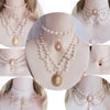 Gorgeous Vintage Rococo Style Wedding Lolita Princess Multilayer Pearl Lace Gem Necklace Collarbone Chain Necklet