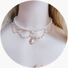 Gorgeous Vintage Rococo Style Wedding Lolita Princess Multilayer Pearl Lace Gem Necklace Collarbone Chain Necklet