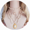 Gorgeous Vintage Rococo Style Wedding Lolita Princess Multilayer Pearl Lace Gem Necklace Collarbone Chain Necklet