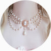 Gorgeous Vintage Rococo Style Wedding Lolita Princess Multilayer Pearl Lace Gem Necklace Collarbone Chain Necklet