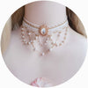 Gorgeous Vintage Rococo Style Wedding Lolita Princess Multilayer Pearl Lace Gem Necklace Collarbone Chain Necklet
