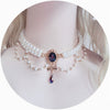 Gorgeous Vintage Rococo Style Wedding Lolita Princess Multilayer Pearl Lace Gem Necklace Collarbone Chain Necklet