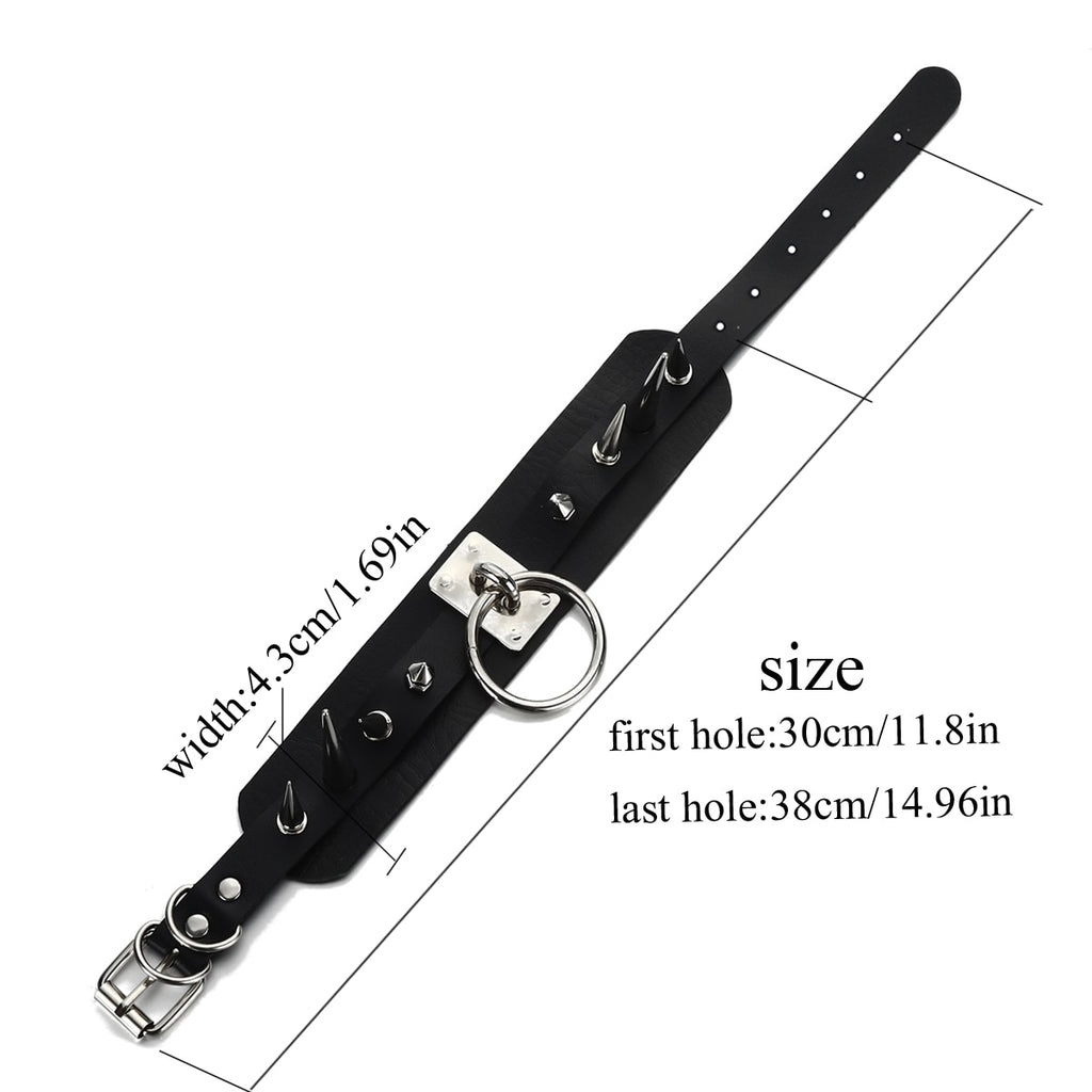 Women O Ring Neck Collar Chain Gothic Punk Studded Pu Leather Choker Women O Ring Neck Collar Chain Gothic Punk Studded Pu Leather Choker