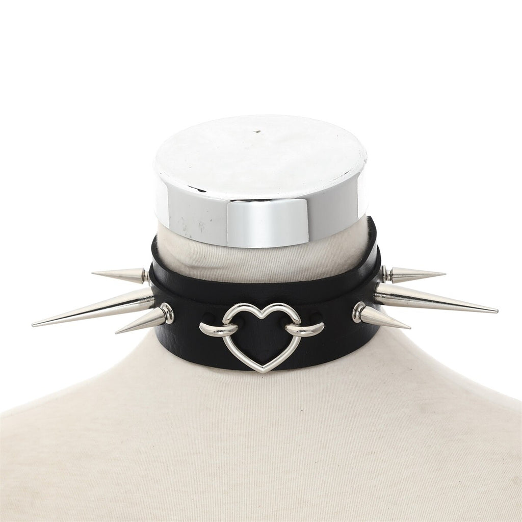 Goth Spiked Choker Collar  Black Pu Leather Gothic Necklace Woman Punk Studded Chocker Emo Cosplay Jewelry