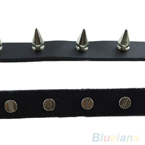 Gothic Men Women Unisex Faux Leather Spike Rivet Choker Punk Necklace Jewelry