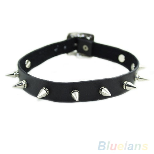 Gothic Men Women Unisex Faux Leather Spike Rivet Choker Punk Necklace Jewelry