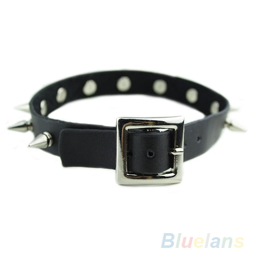 Gothic Men Women Unisex Faux Leather Spike Rivet Choker Punk Necklace Jewelry