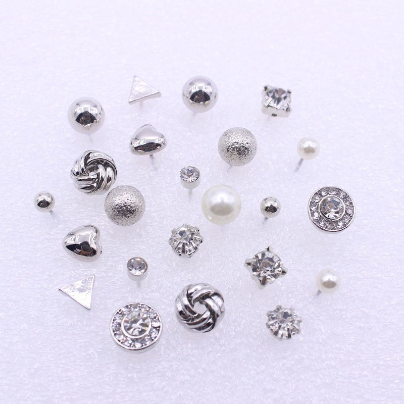 Wholesale Gold Lovely Heart Bow Simulated Pearl Stud Earrings Mixed Rose Earring Sets For Girl 12 Pairs Jewelry