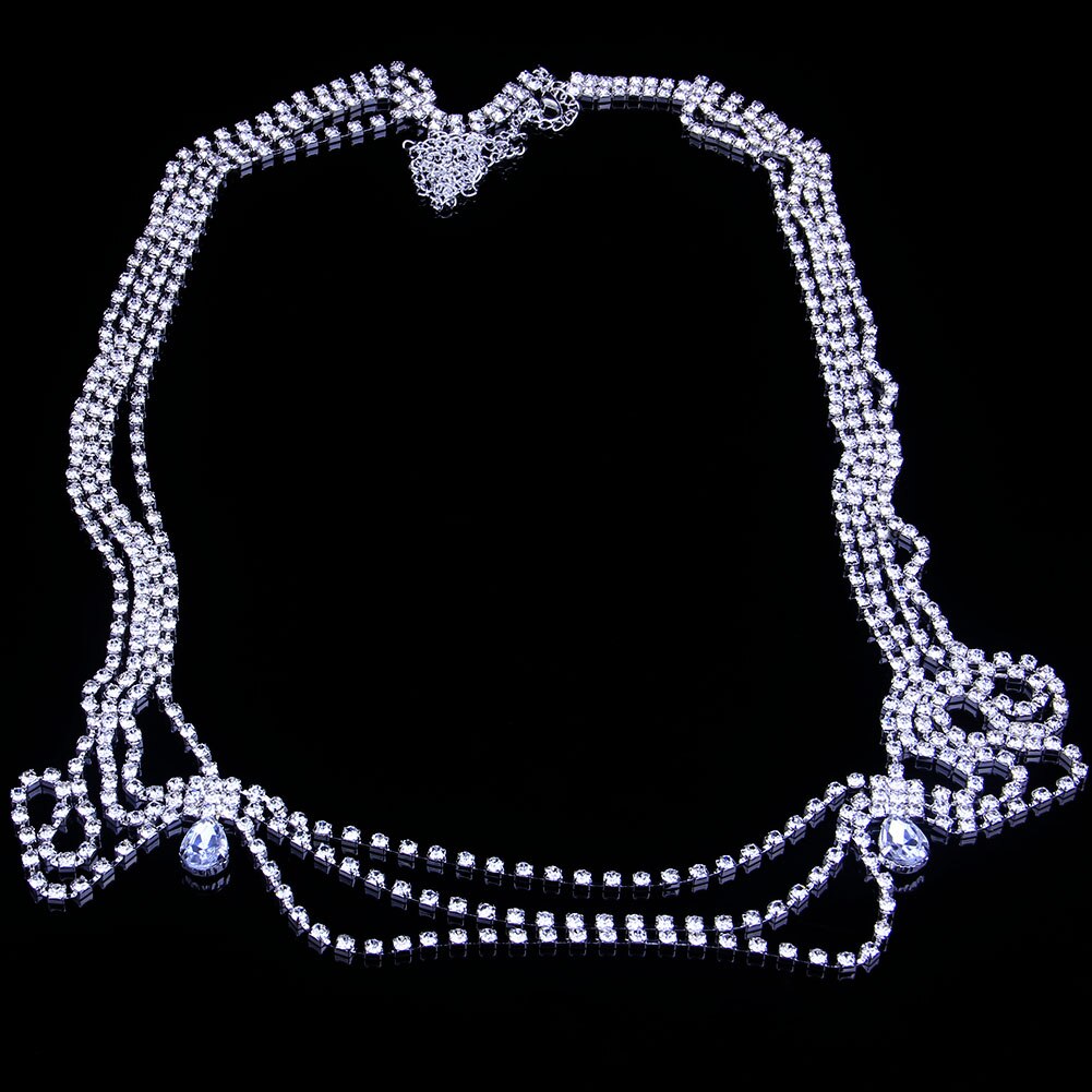Stonefans Handmade Bridal Rhinestone Shoulder Necklace Chain for Women Wedding Crystal Body Shoulder Jewelry Statement Necklace