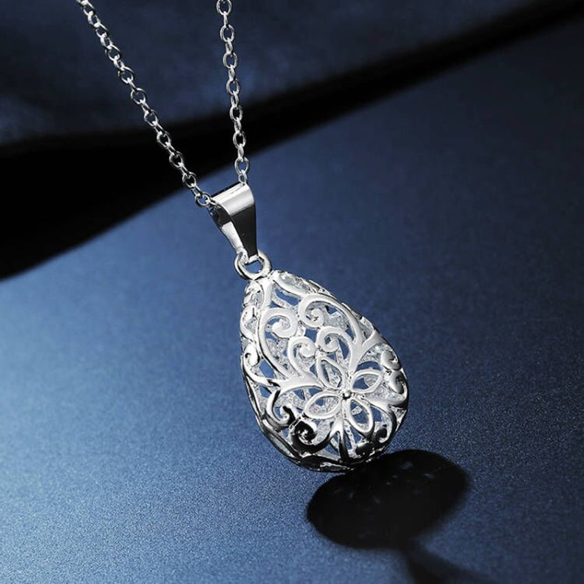 Street trend 925 Stamped silver Hollow water drop pendant necklaces for women party wedding got engaged jewelry gifts