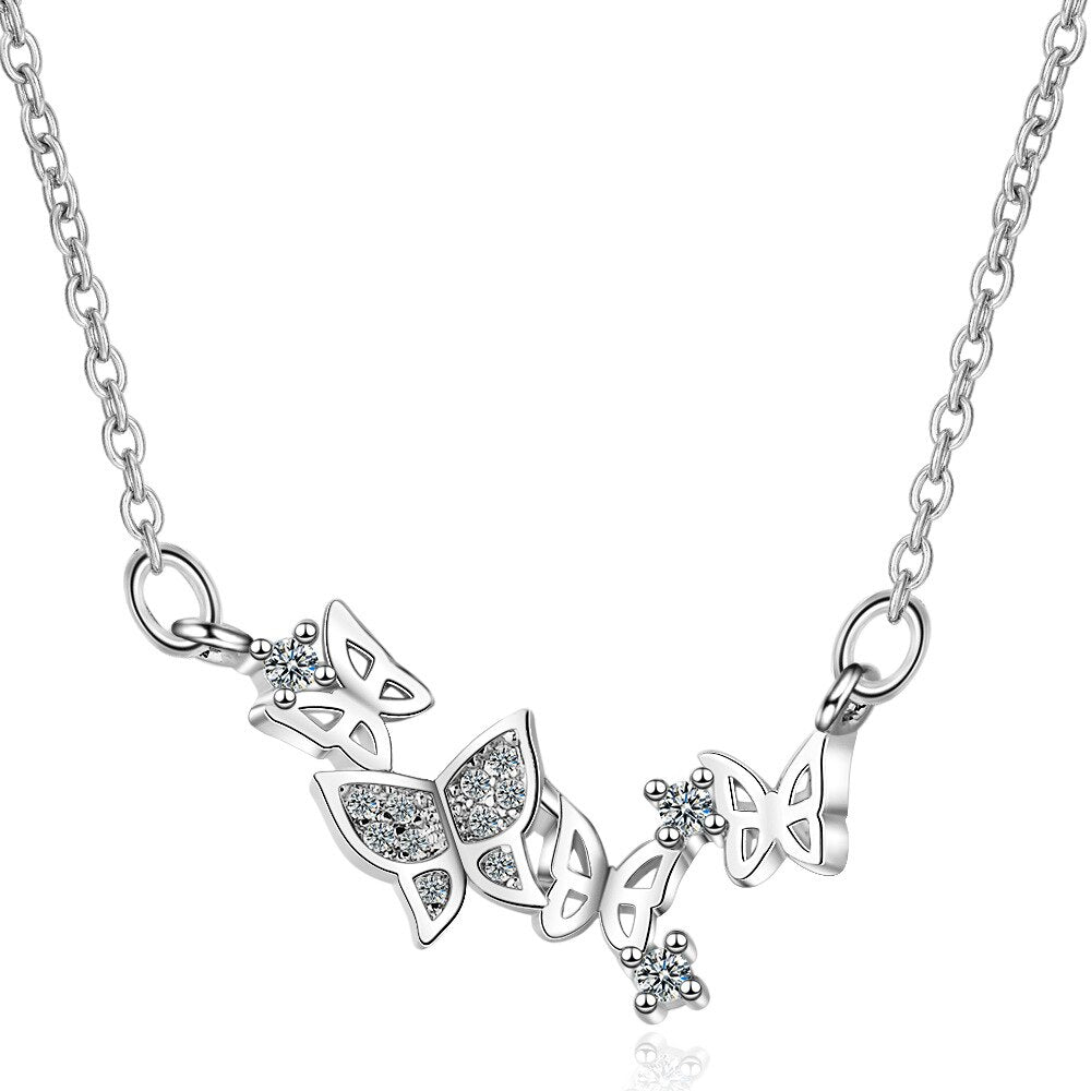 Female 925 Sterling Silver Butterflies Pendants And Necklaces For Women Wedding  Jewelry  GaaBou