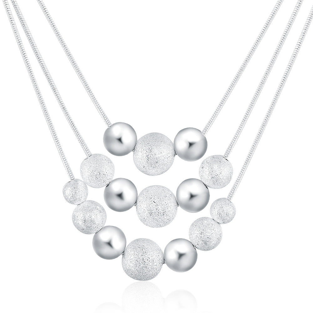 925 Stamped Silver Frosted round beads Snake chain Necklace for woman classic party Jewelry Christmas gift